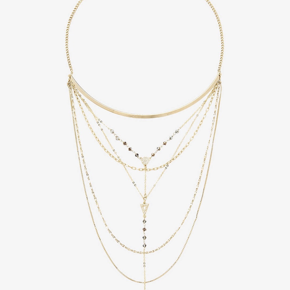 Express gold layered choker stone necklace - Picture 5 of 5